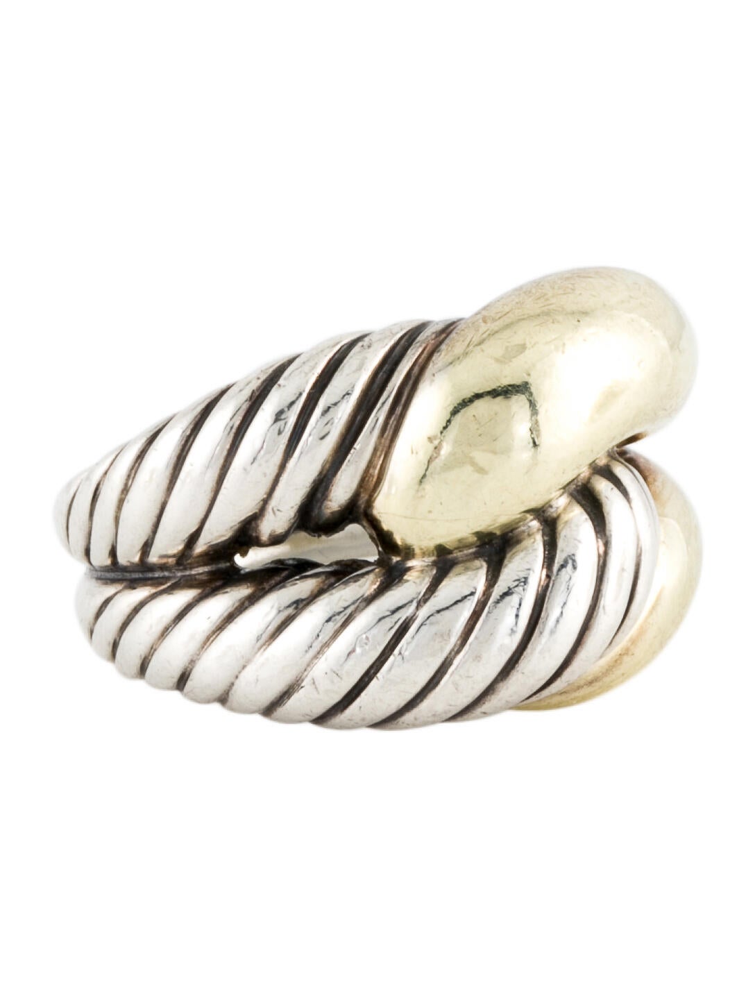 David Yurman Two-Tone Labyrinth Single Loop Ring - 14K Yellow Gold Band ...