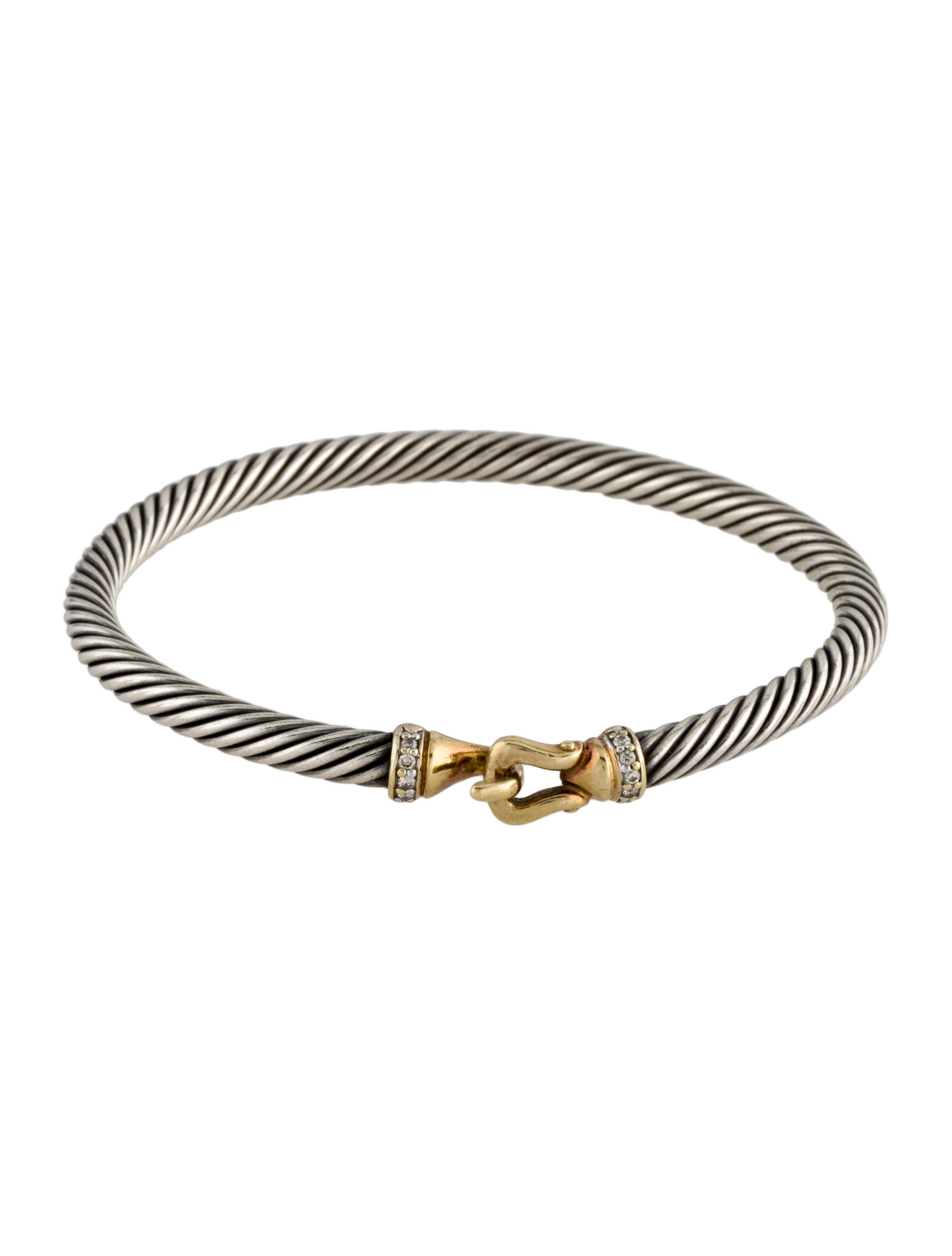 David Yurman Diamond Two-Tone Cable Buckle Bracelet