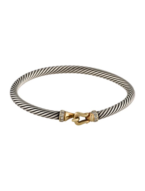 David Yurman Diamond Two-Tone Cable Buckle Bracelet