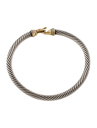 David Yurman Diamond Two-Tone Cable Buckle Bracelet