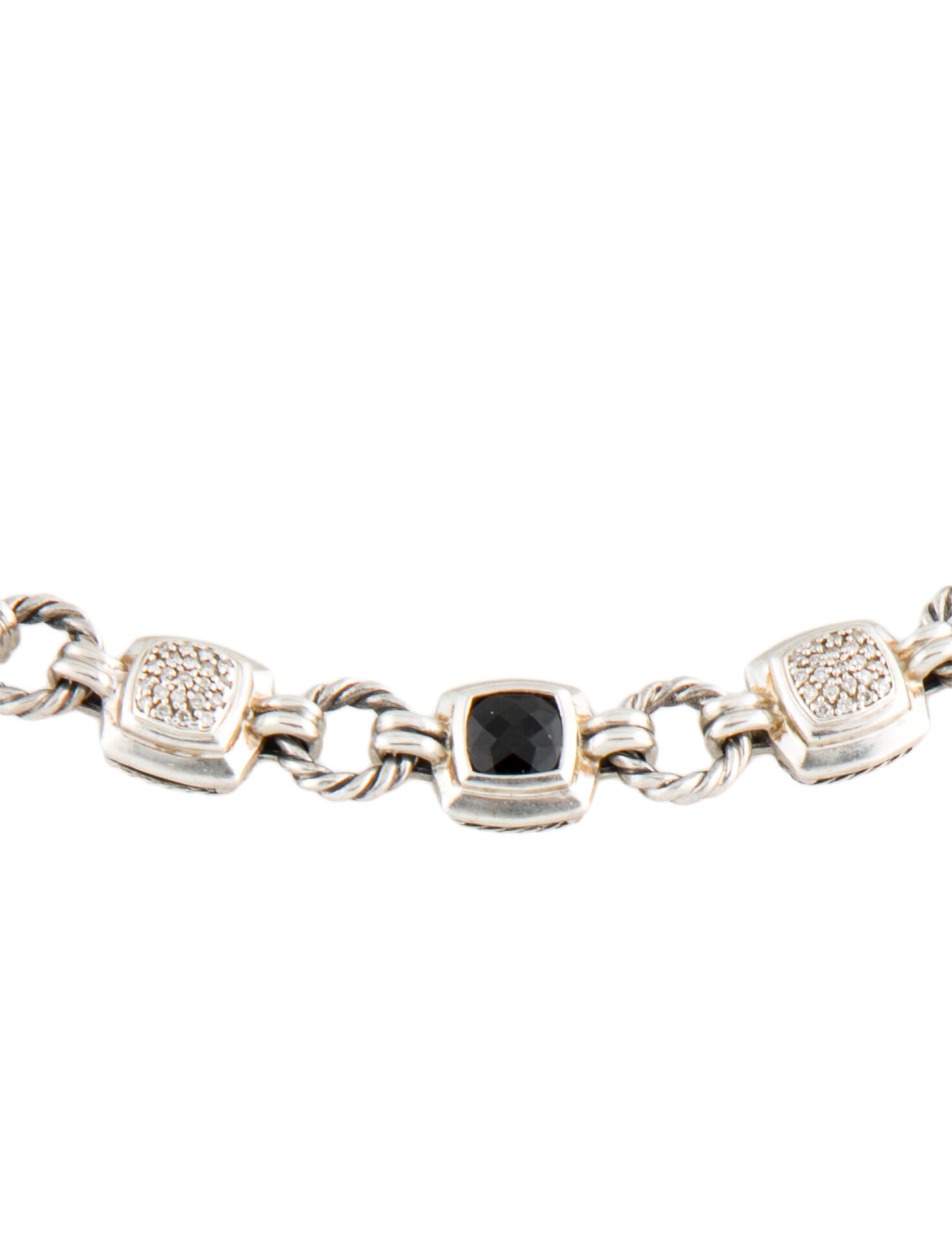 David Yurman Onyx & Diamond Renaissance Link Necklace