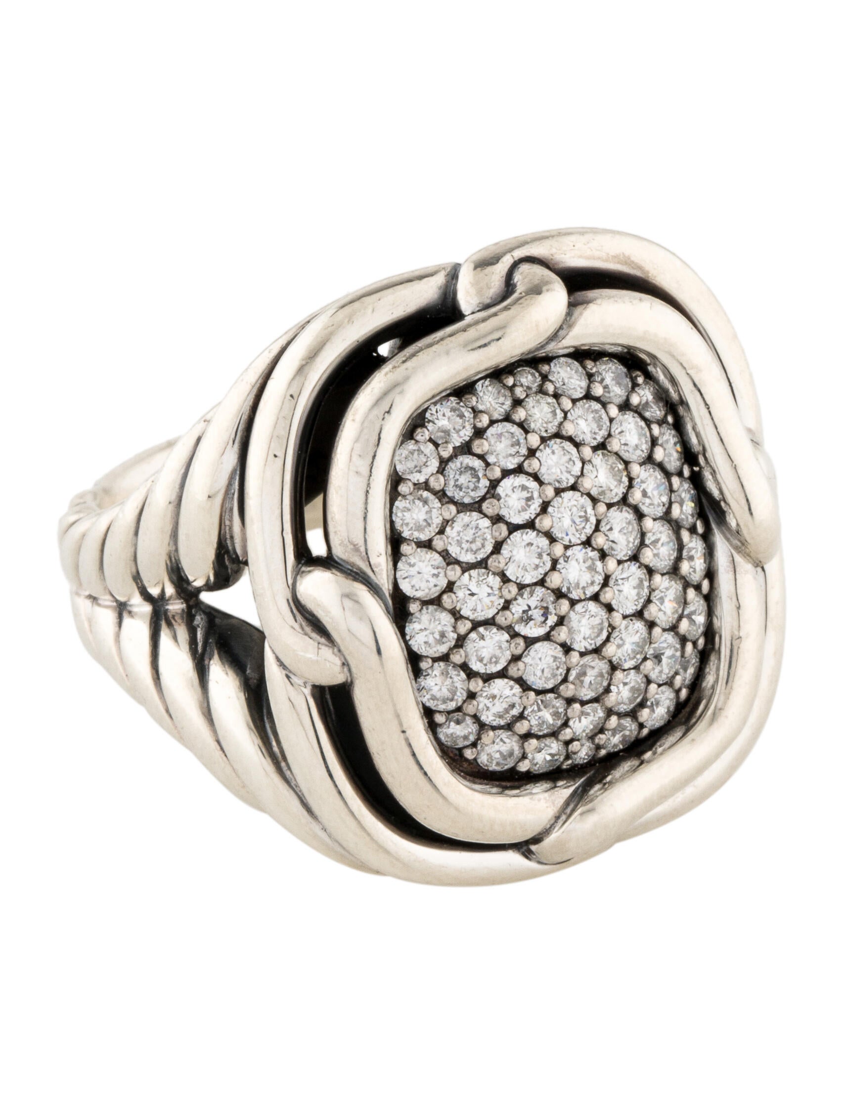 David Yurman Diamond Labyrinth Ring - Sterling Silver Cocktail Ring ...