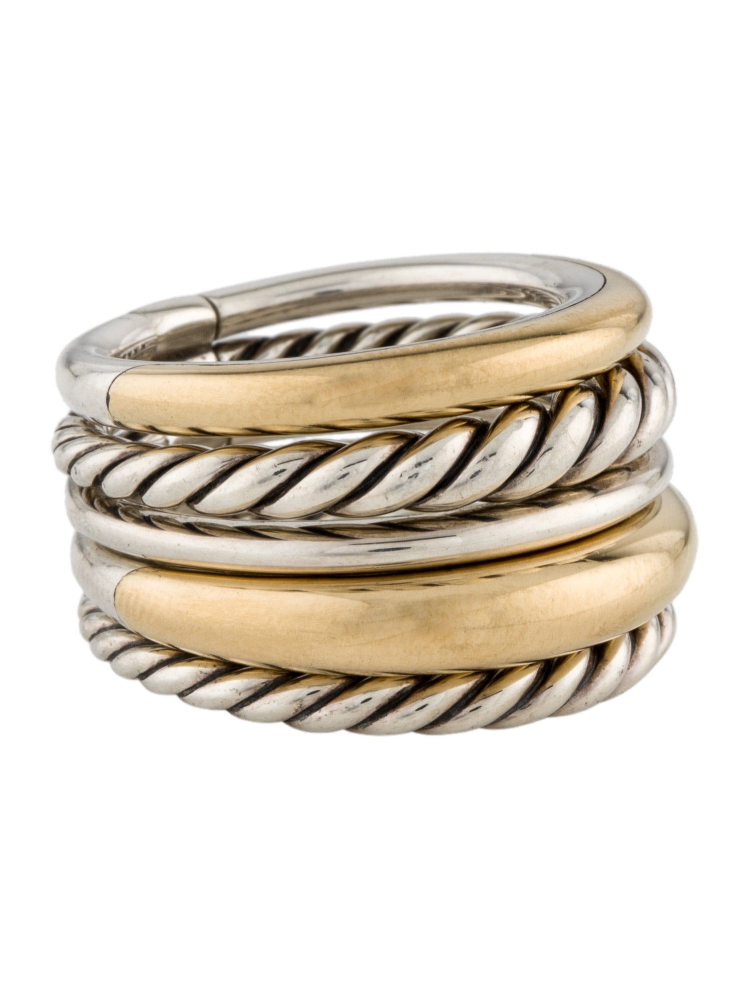 David Yurman Pure Form Five Row Ring - 18K Yellow Gold Band, Rings