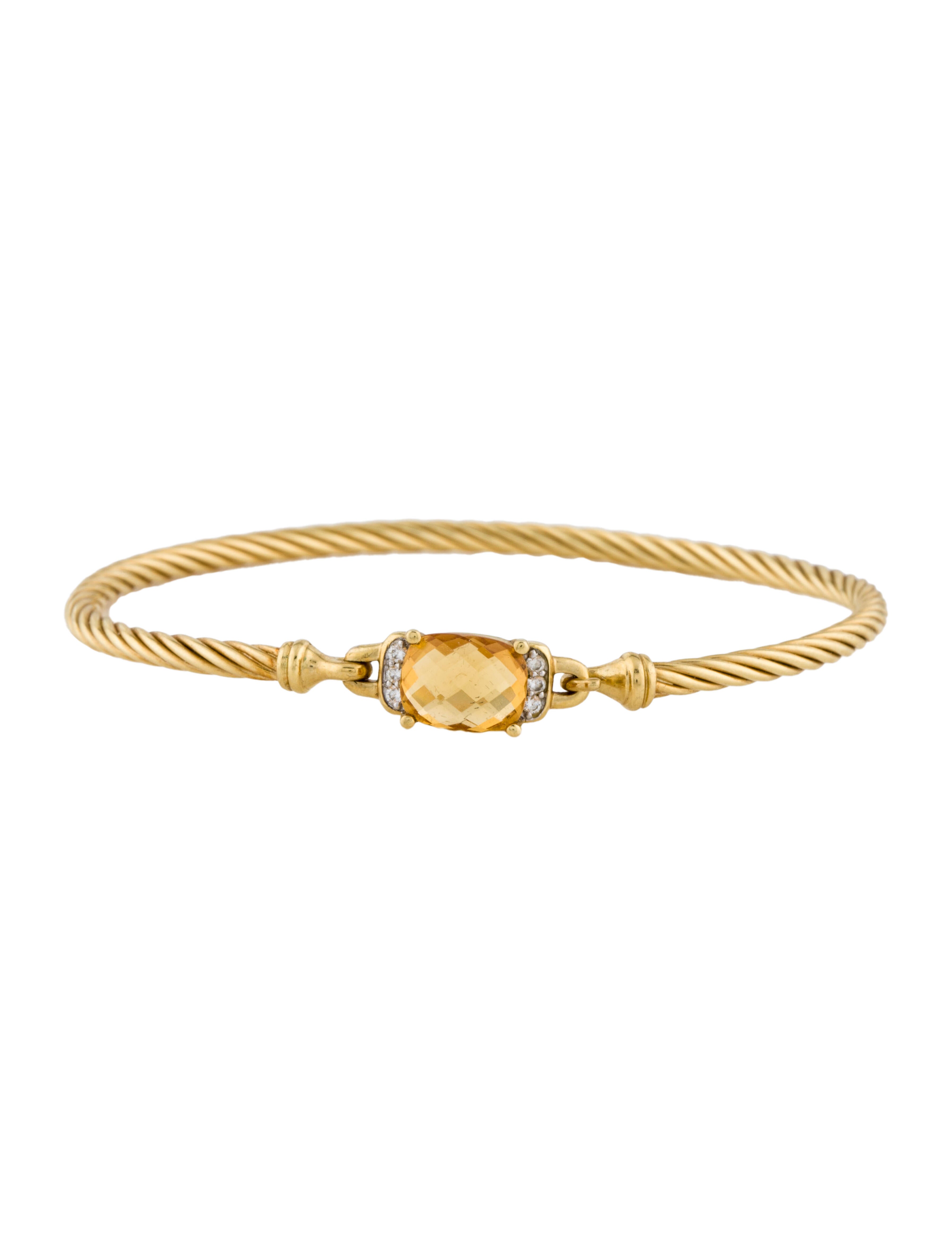David Yurman 18K Citrine & Diamond Petite Wheaton Bracelet