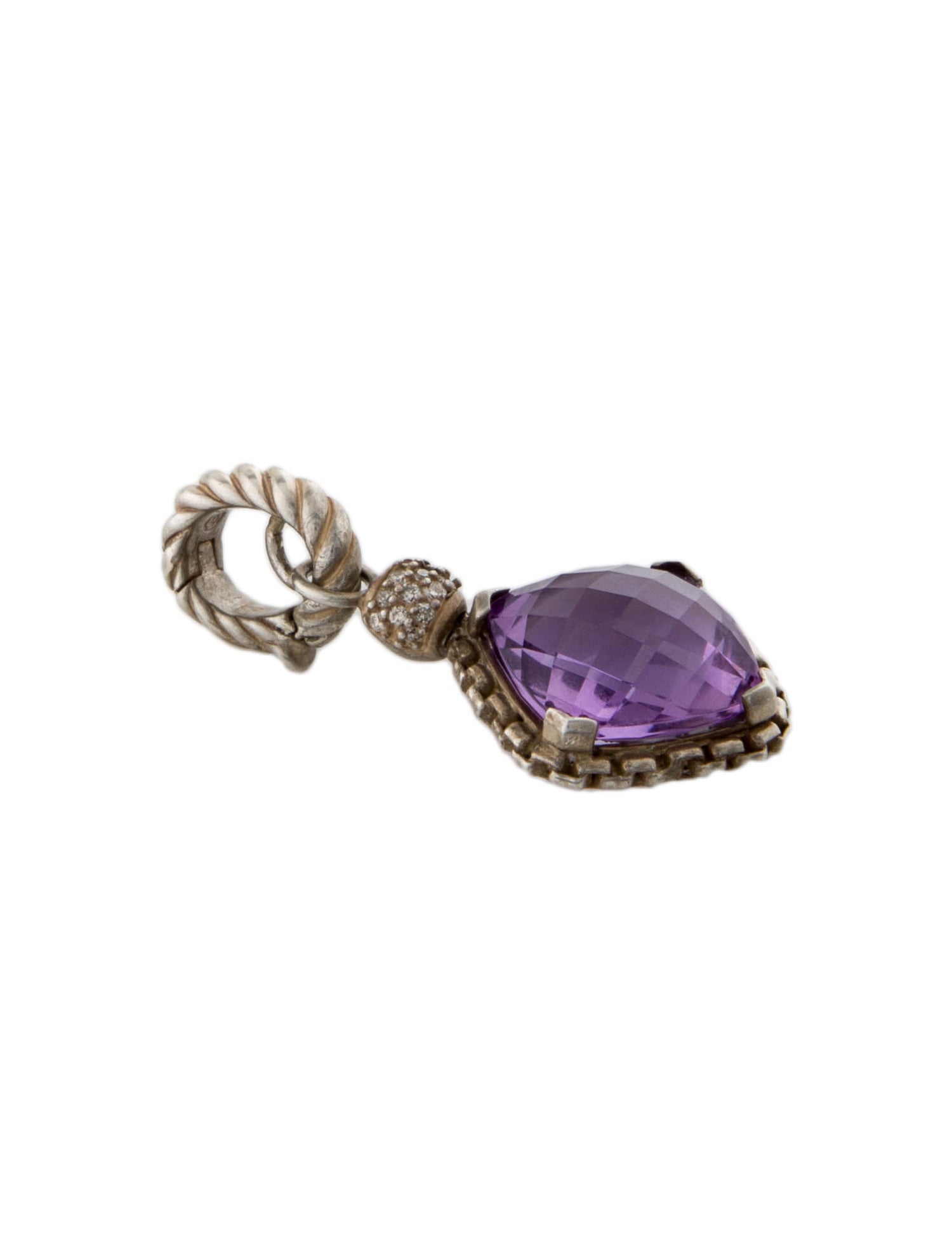 David Yurman Amethyst & Diamond Cushion On Point Pendant Enhancer