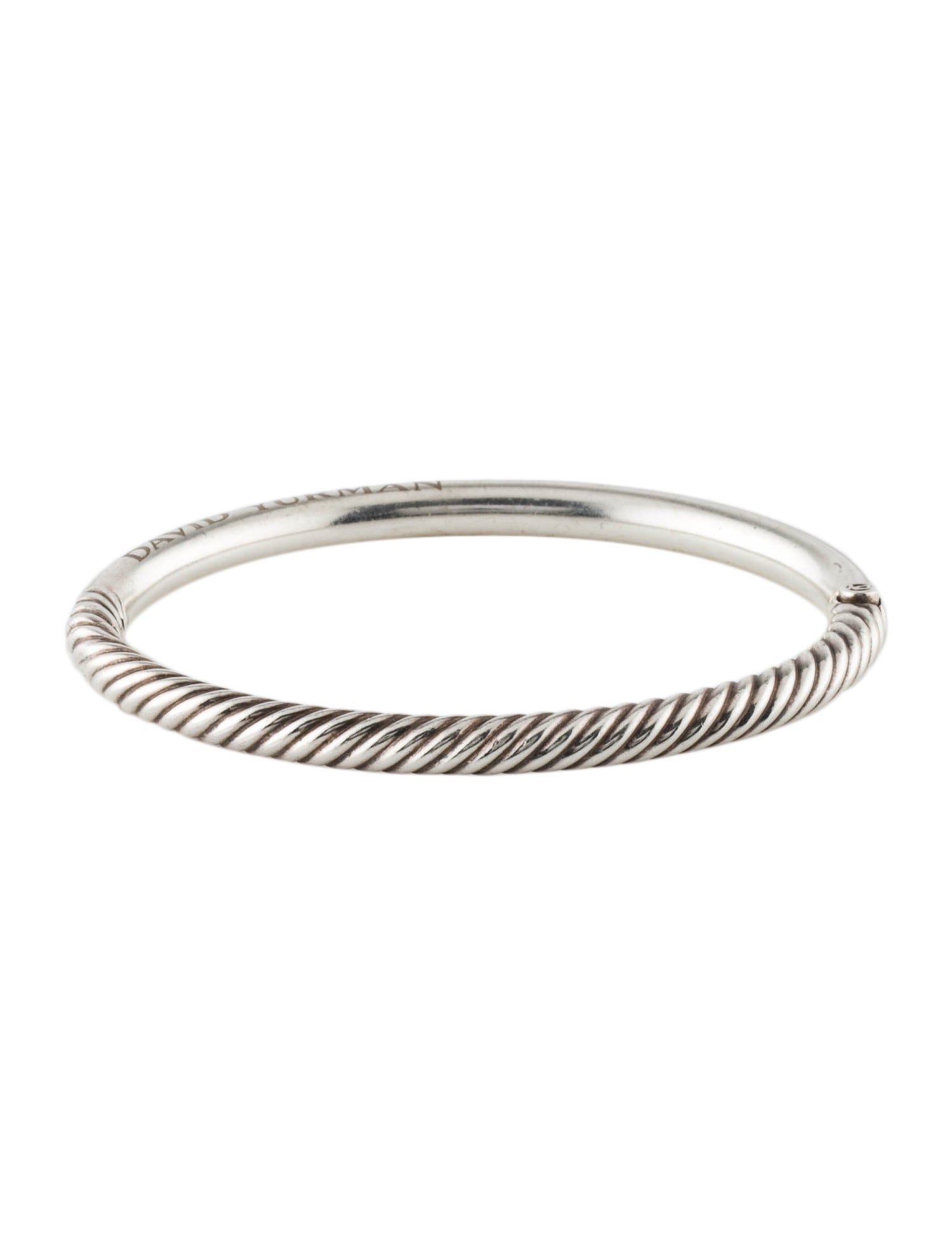 David Yurman Sculpted Cable and Smooth Hinged Bangle Bracelet