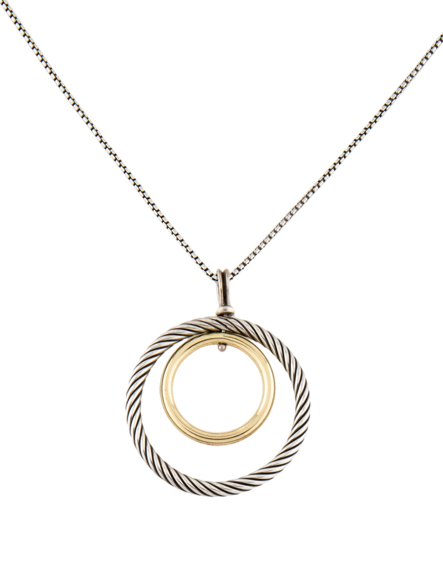 David Yurman Two-Tone Mobile Circle Pendant Necklace