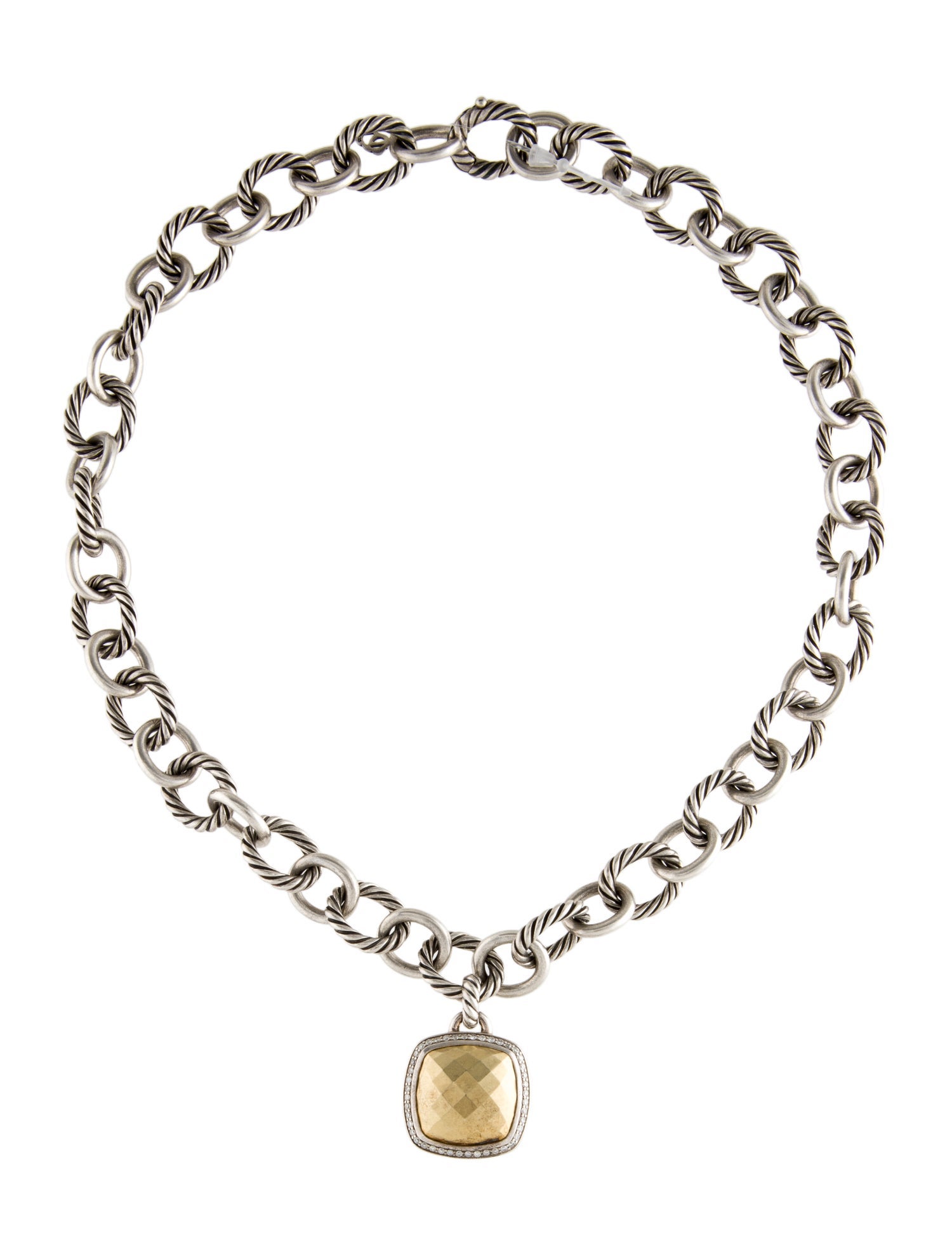 David Yurman Diamond Albion Pendant w/ Oval Chain Necklace