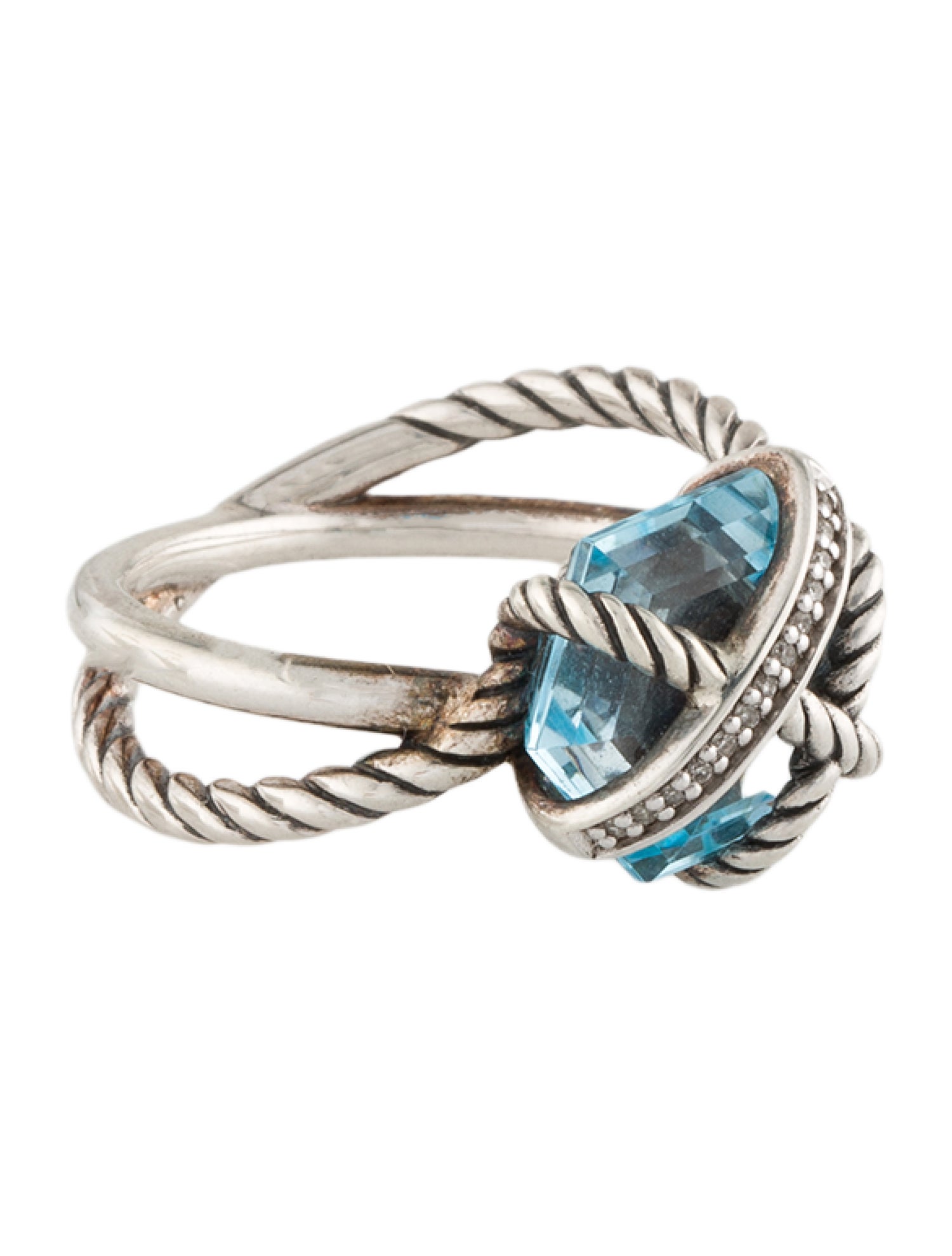 David Yurman Topaz & Diamond Wrap Ring