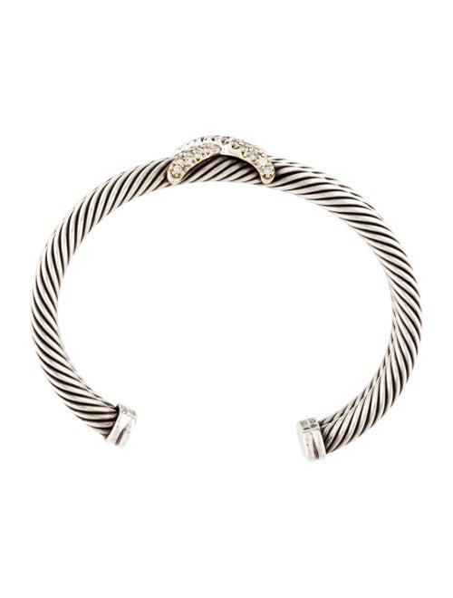 David Yurman David Yurman Diamond 'X' Double Cable Cuff Bracelet