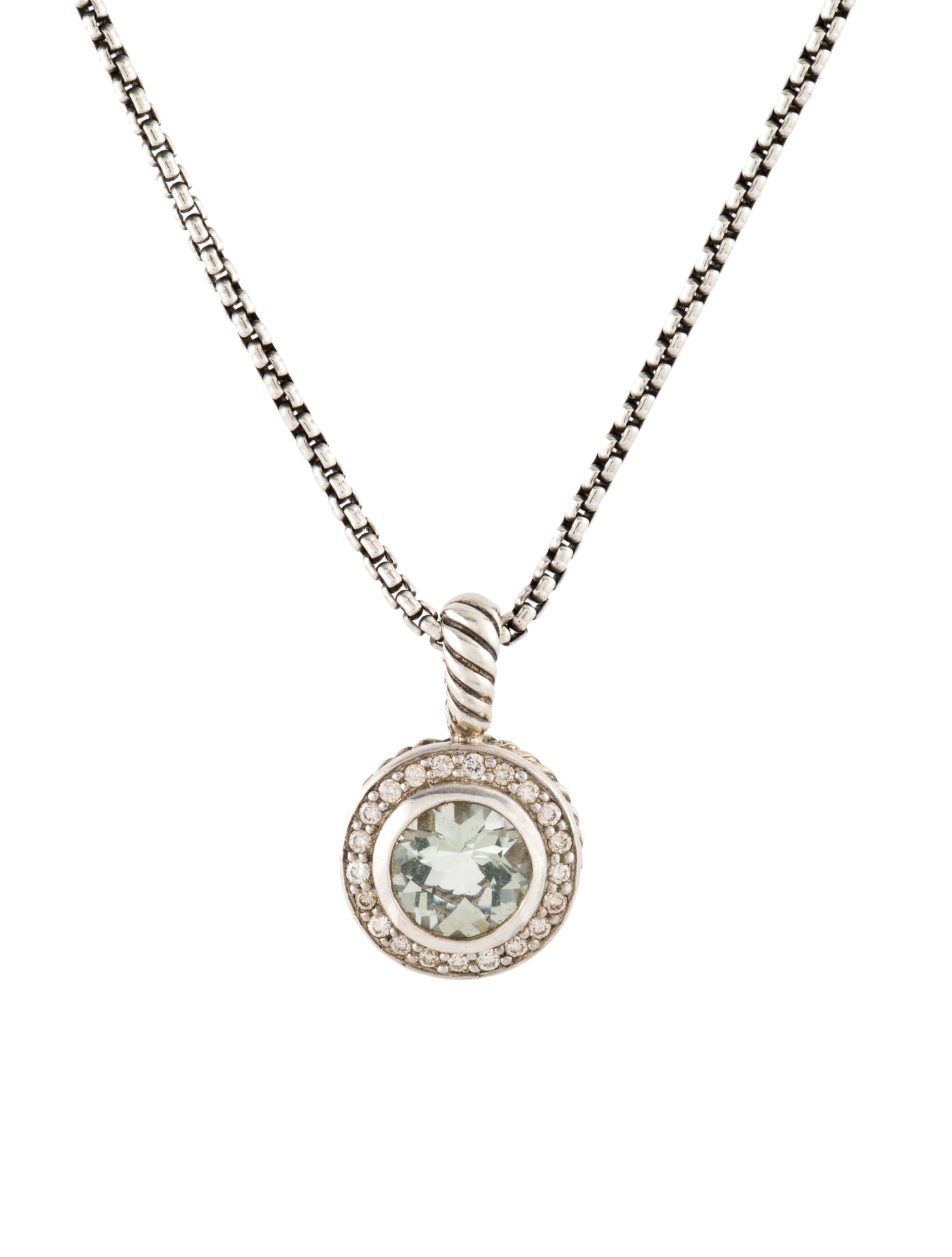 David Yurman Prasiolite & Diamond Petite Albion Pendant Necklace