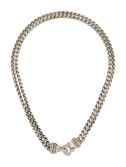 David Yurman Two-Tone Diamond Double Strand Wheat Chain Necklace