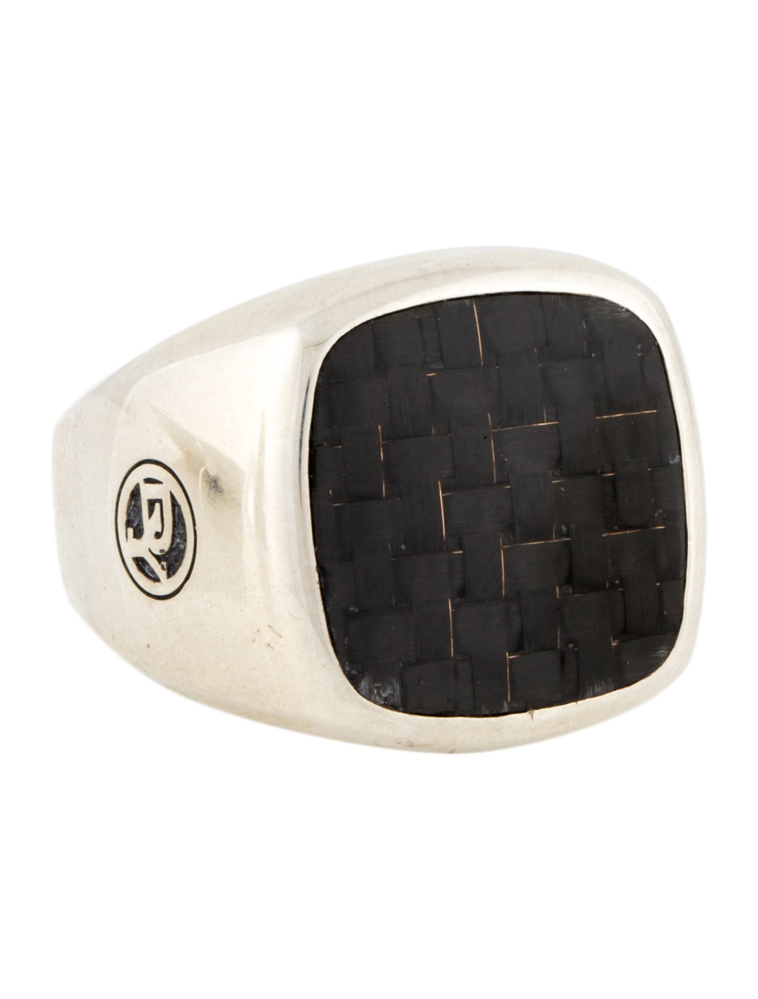 David Yurman Carbon Fiber Lightening Strike Ring Sterling