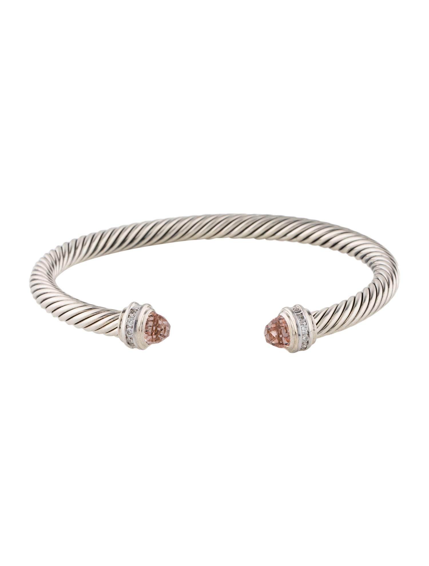 David Yurman Morganite & Diamond Classic Cable Cuff Bracelet