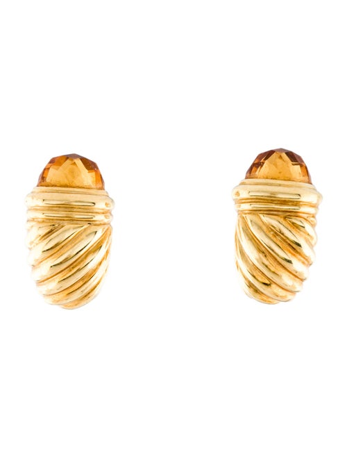 David Yurman 18K Citrine Shrimp Huggie Earrings