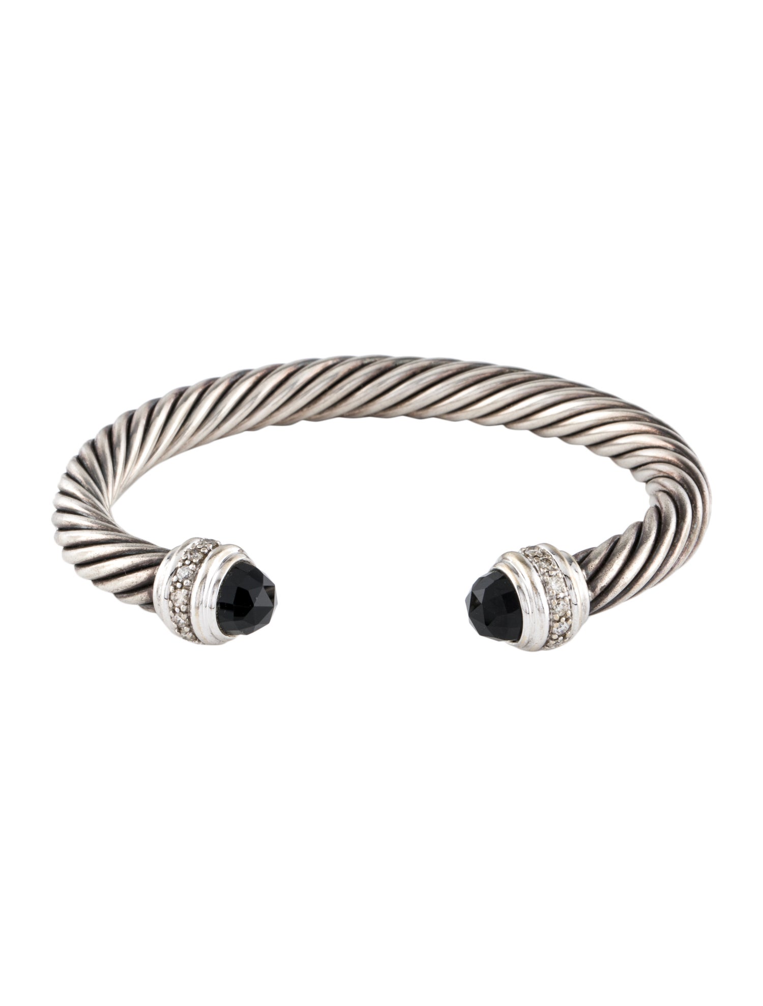 David Yurman Diamond & Onyx Cuff Bracelet