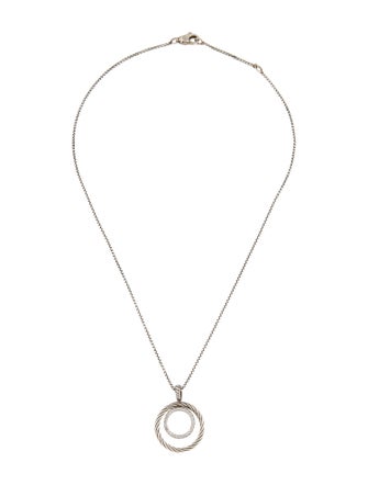 David Yurman Diamond Mobile Double Circle Pendant Necklace