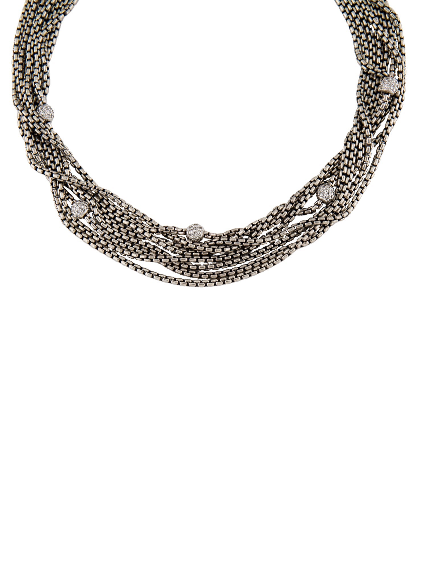 David Yurman Diamond Station Multi-Strand Collar Necklace