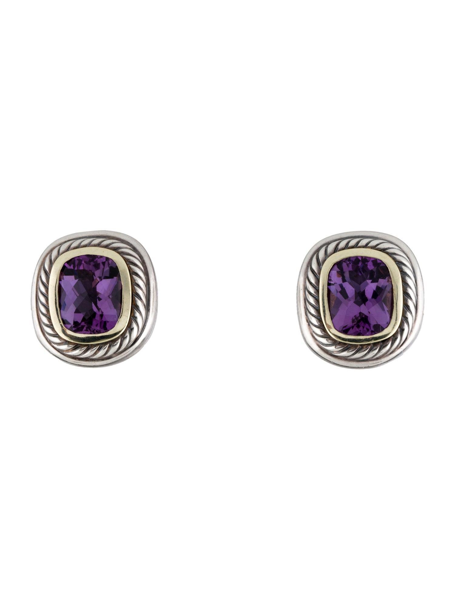 David Yurman Two-Tone Amethyst Albion Earclips