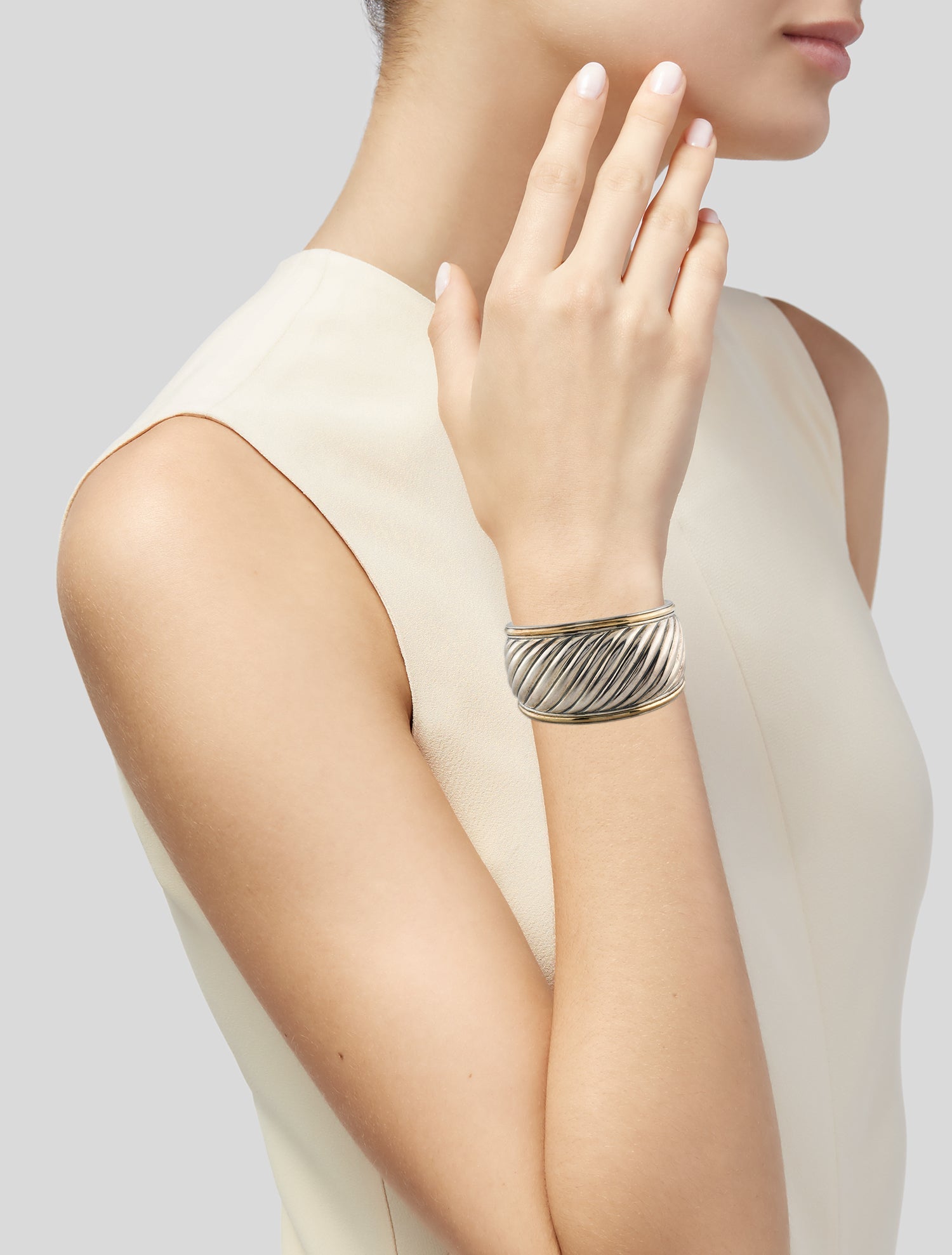 David Yurman Two-Tone Sculpted Cable Cuff Bracelet