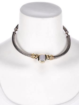David Yurman Two-Tone Chalcedony & Iolite Albion Choker Necklace
