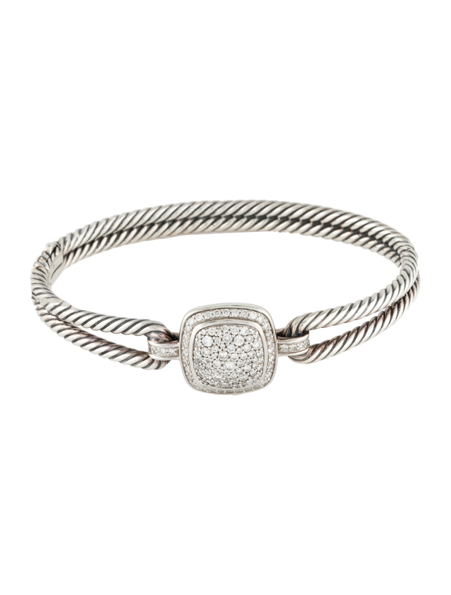 David Yurman Diamond Albion Hinged Bangle Bracelet