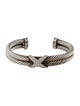 David Yurman Diamond X Double Cable Cuff Bracelet