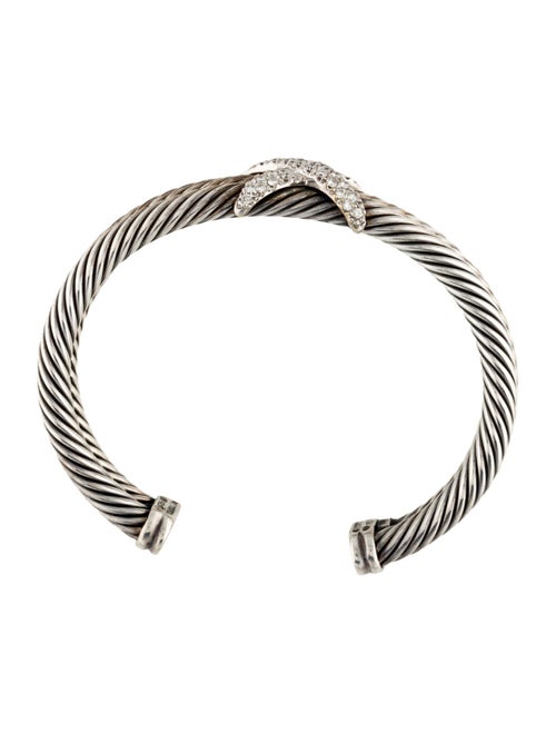 David Yurman Diamond X Double Cable Cuff Bracelet