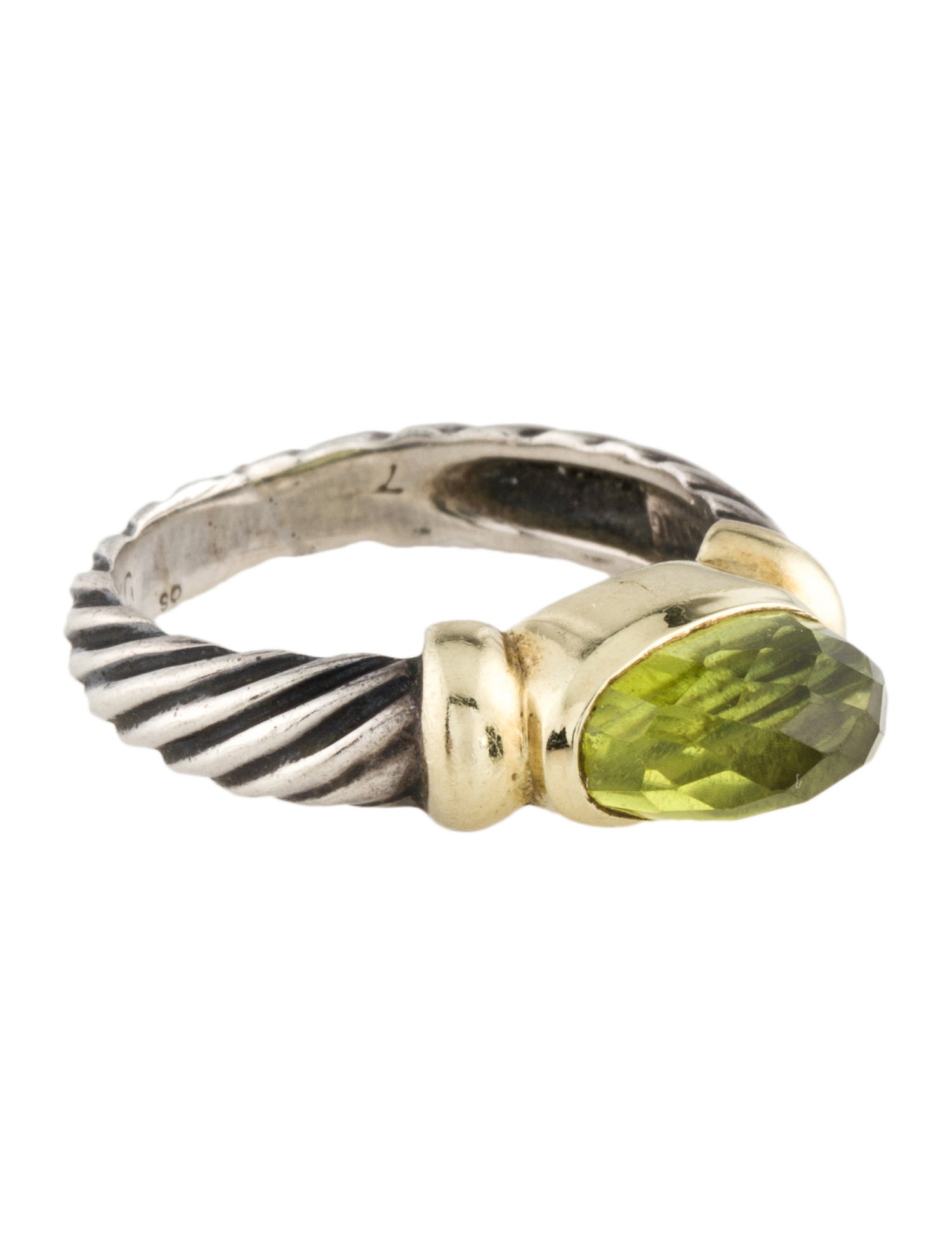 David Yurman Peridot Cable Cocktail Ring