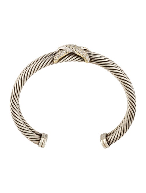 David Yurman Diamond 'X' Double Cable Cuff Bracelet