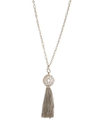 David Yurman Diamond Tapestry Quatrefoil Tassel Pendant Necklace