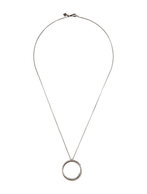 David Yurman Diamond Crossover Circle Pendant Necklace