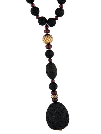 David Yurman 18K Garnet & Lava Stone Lavalier Necklace