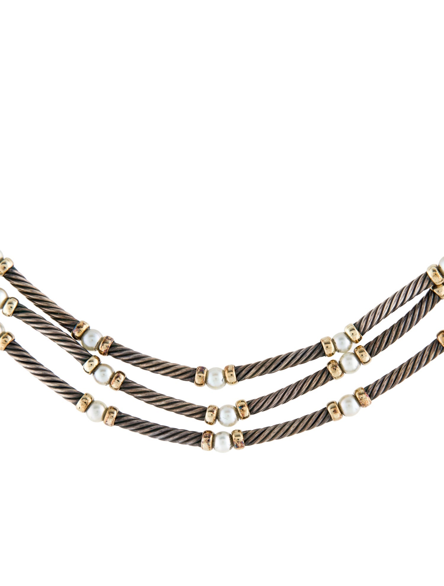 David Yurman Pearl Cable Multistrand Collar Necklace