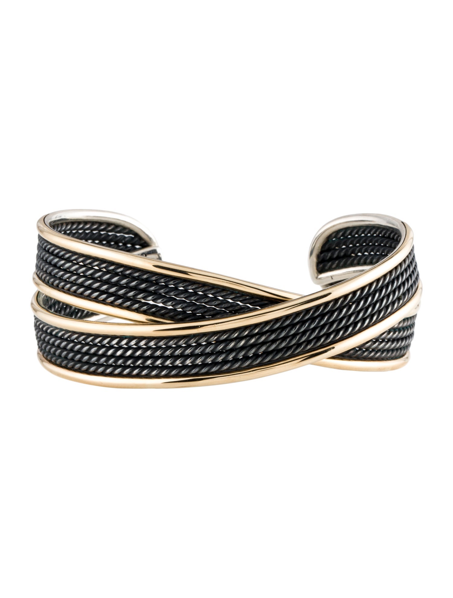 David Yurman Two-Tone Origami Narrow Crossover Cuff Bracelet