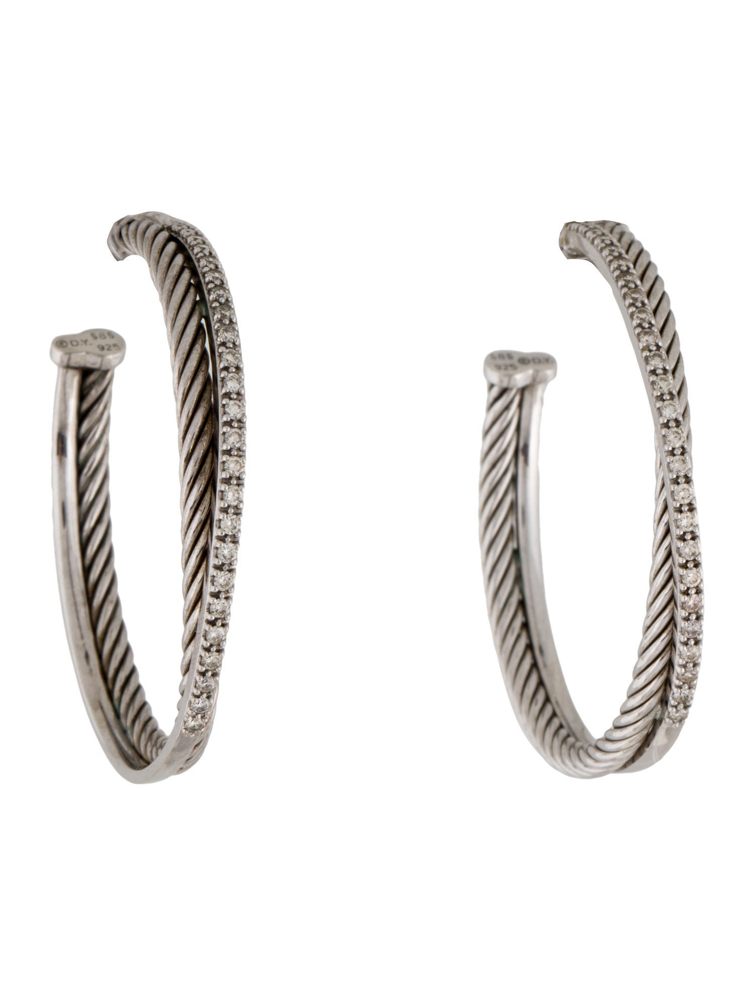David Yurman Diamond Crossover Hoop Earrings