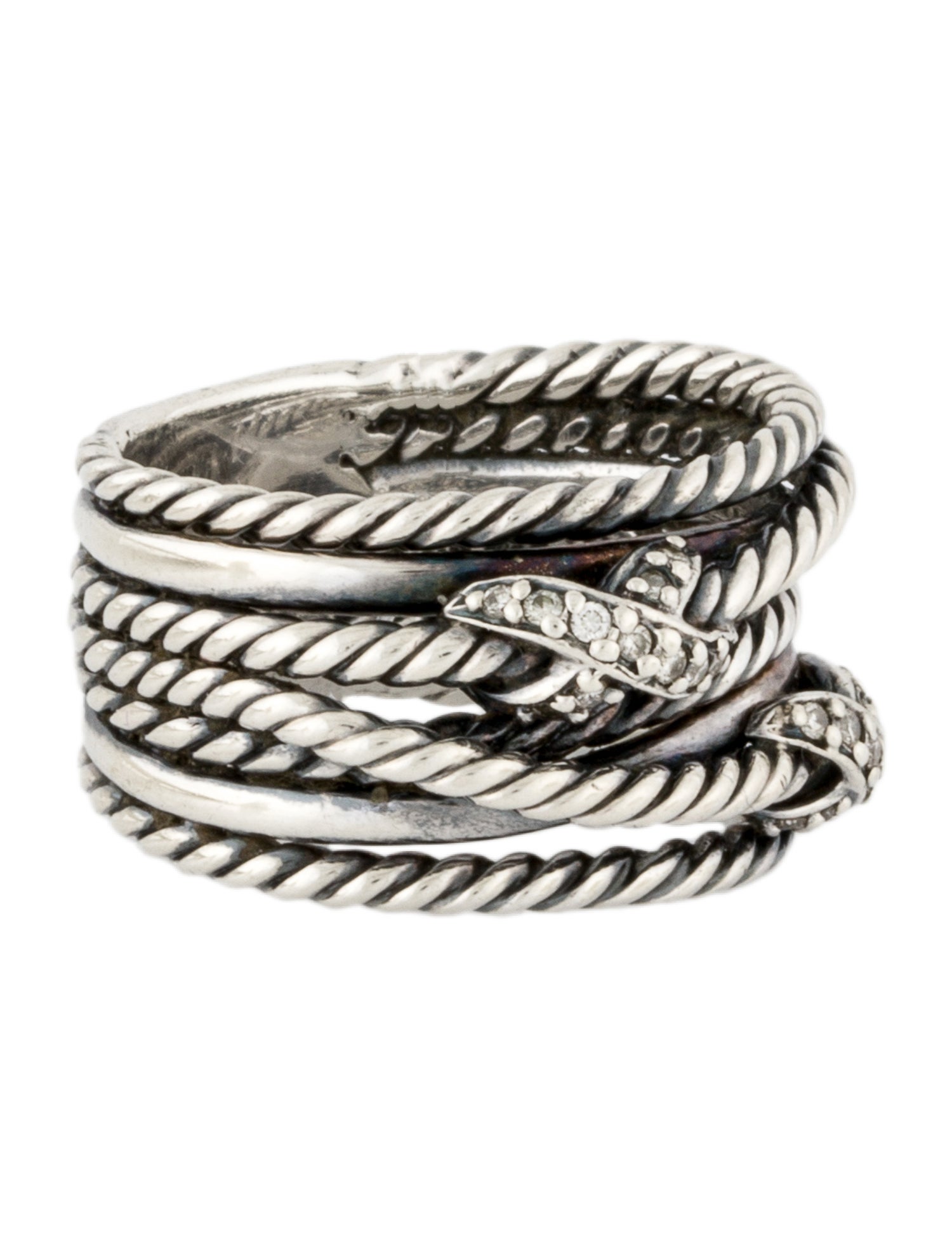 David Yurman Diamond Double X Crossover Ring