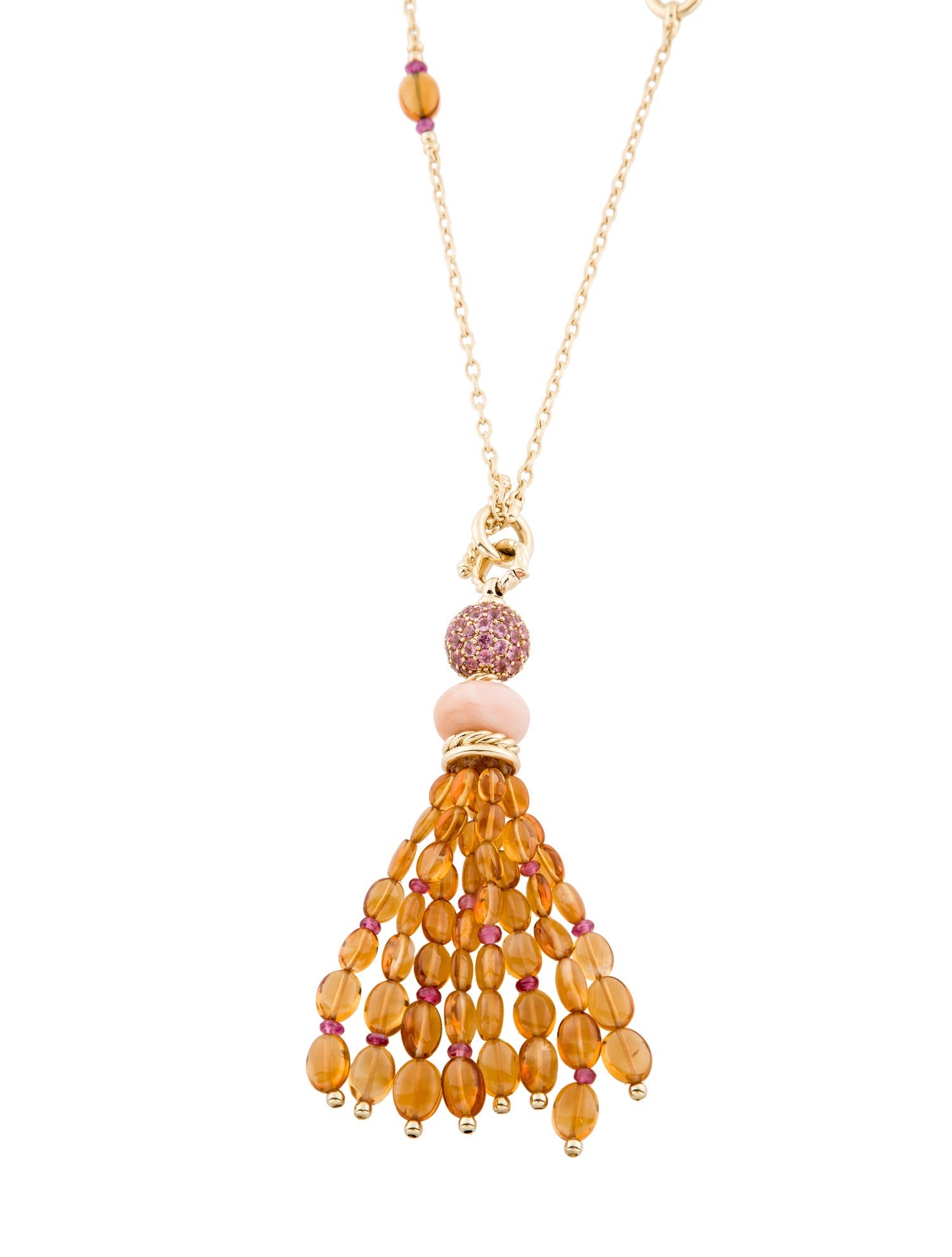 David Yurman 18K Mustique Opal, Citrine & Tourmaline Tassel Necklace
