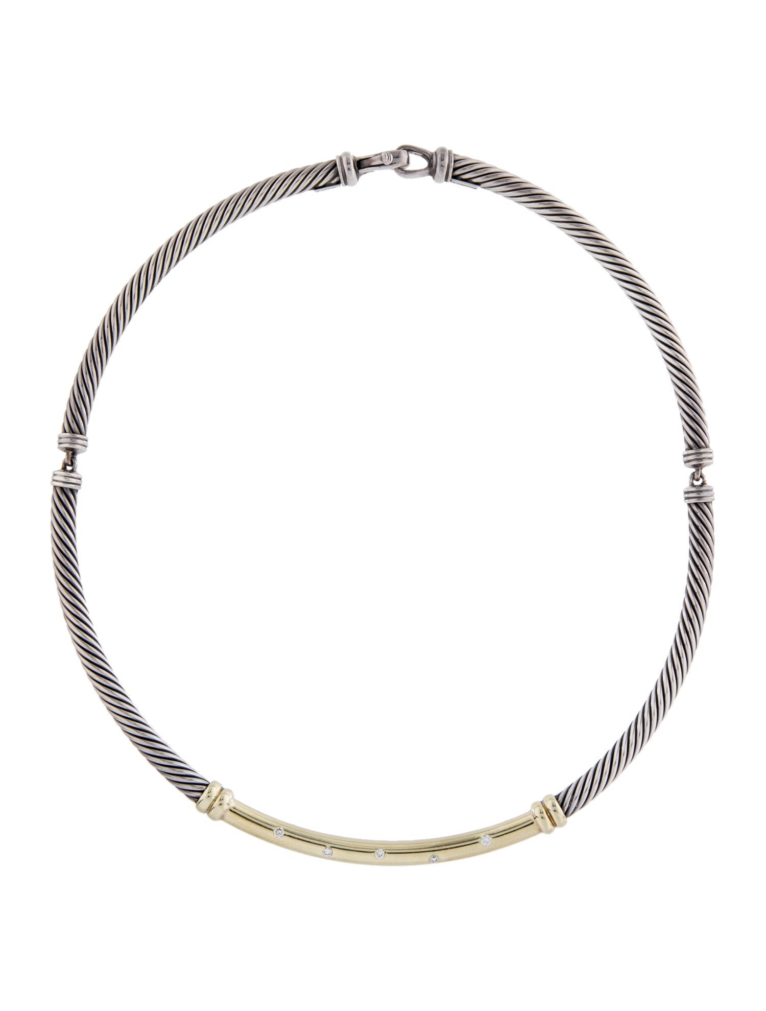 David Yurman Two-Tone Diamond Metro Cable Collar Necklace