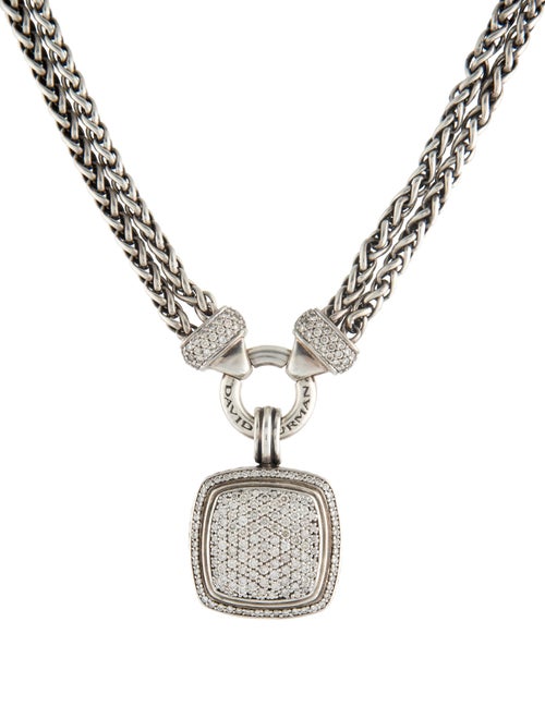 David Yurman 2.40ctw Diamond Double Wheat Chain w/Albion Enhancer Pendant