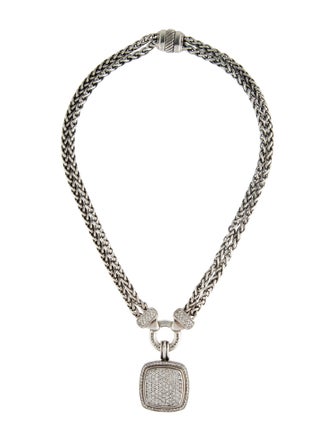 David Yurman 2.40ctw Diamond Double Wheat Chain w/Albion Enhancer Pendant
