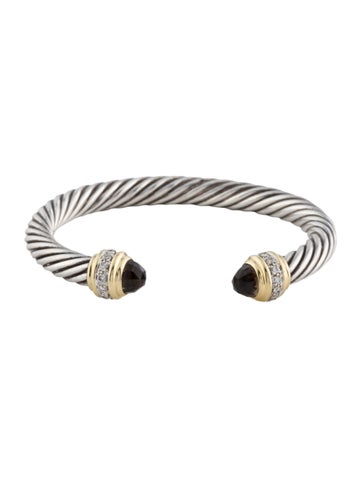 David Yurman Cuff Smoky Quartz & Diamond Cable Bracelet