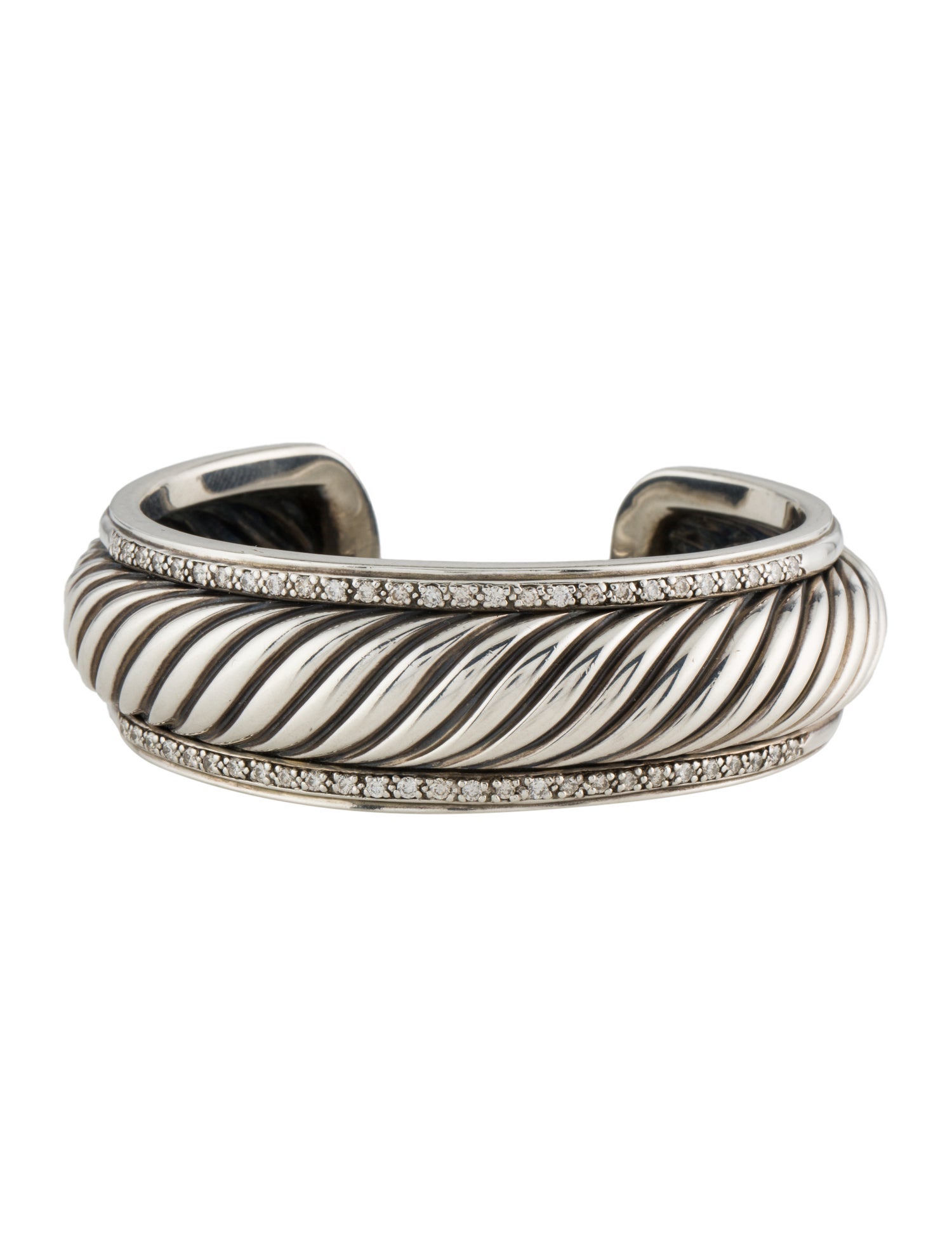 David Yurman Diamond Sculpted Cable Cuff Bracelet