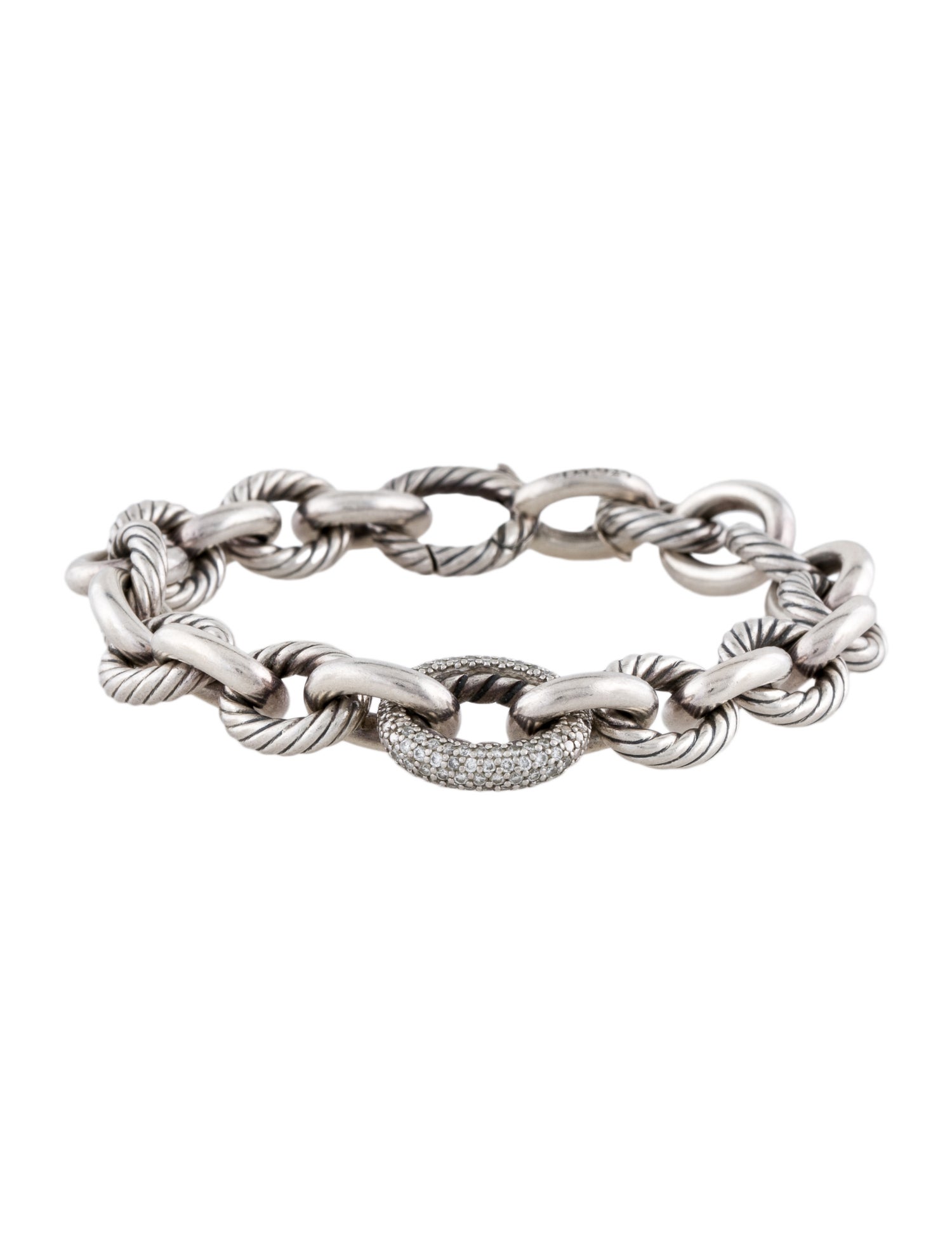 David Yurman Diamond Oval Link Bracelet