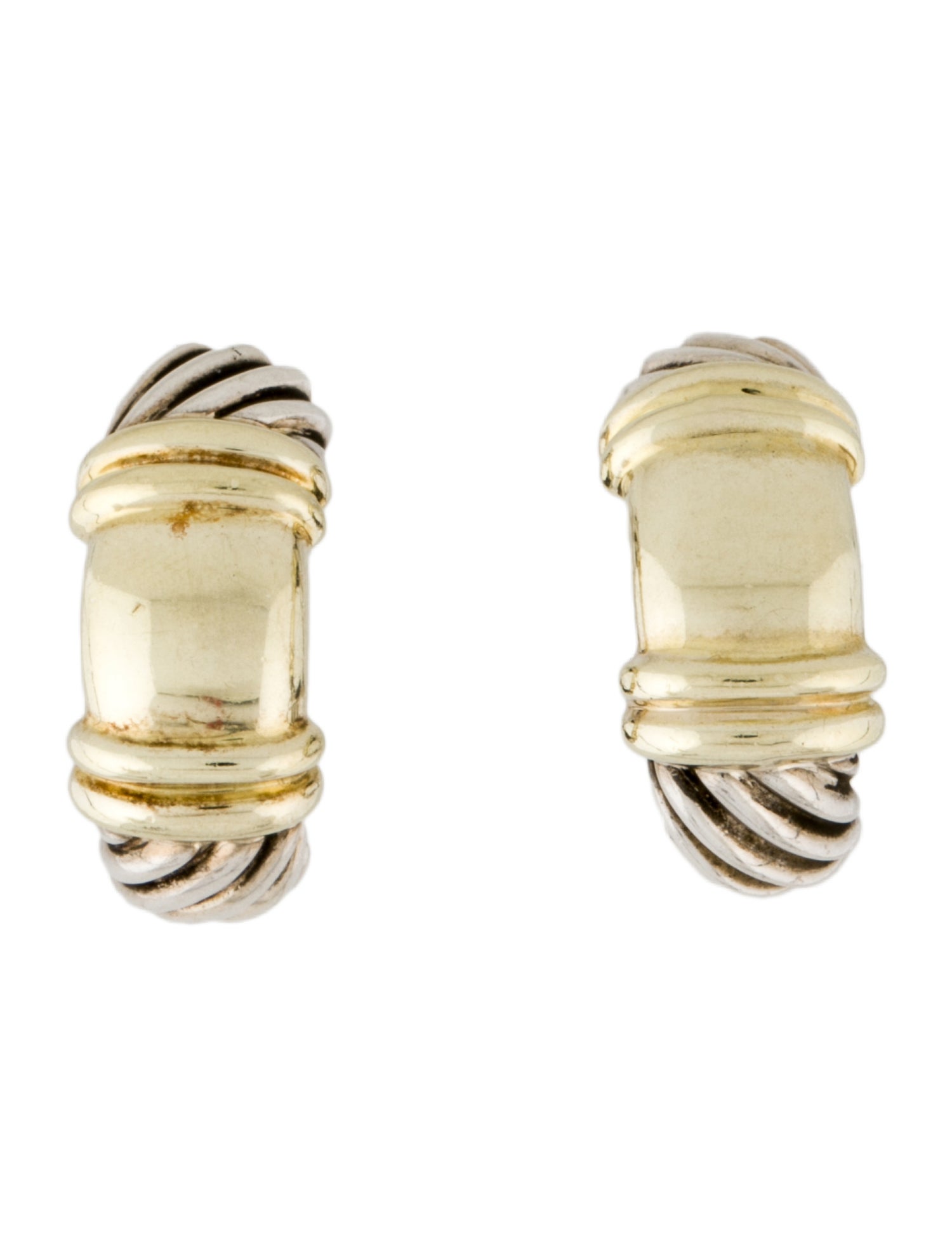 David Yurman Two-Tone Cable Metro Huggie Earrings