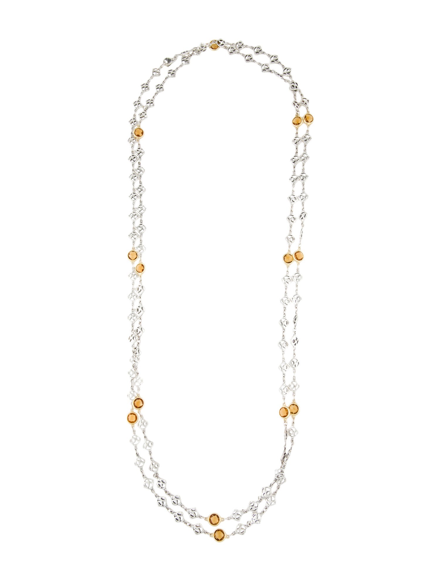 David Yurman Citrine Logo Chain Necklace