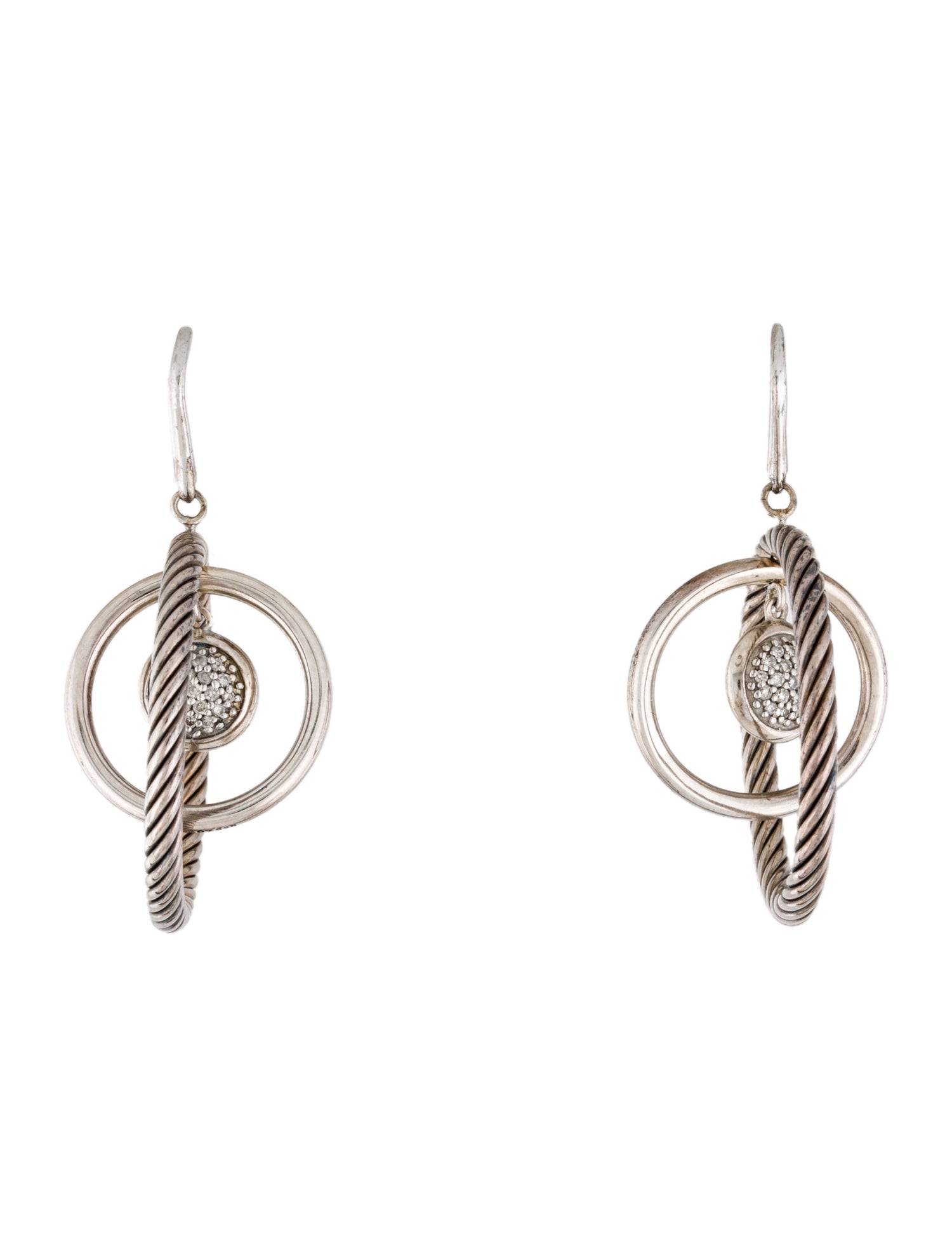 David Yurman Diamond Mobile Circle Drop Earrings
