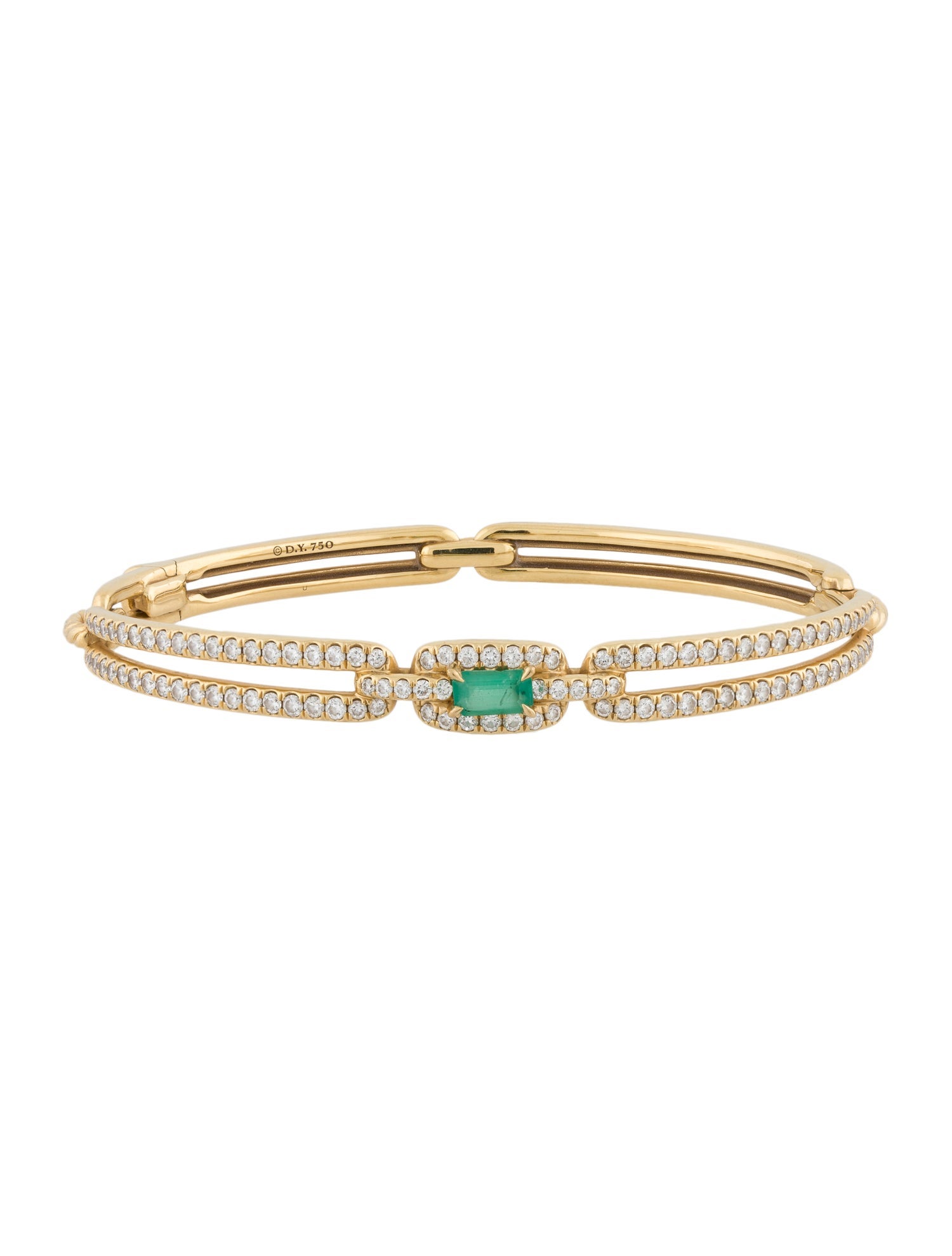 David Yurman 18K Emerald & 1.53ctw Diamond Stax Bracelet