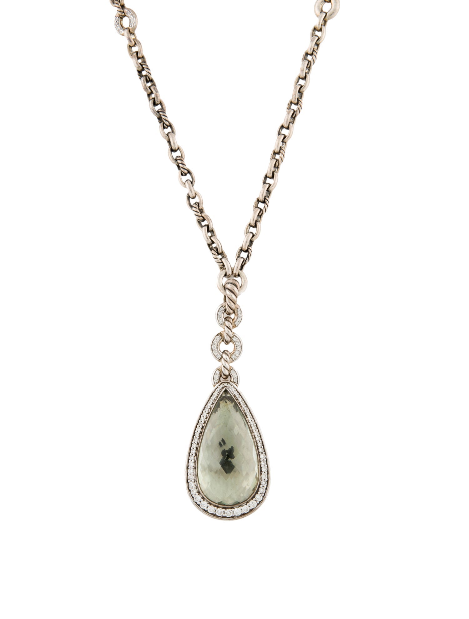 David Yurman Prasiolite & Diamond Anjou Lariat Necklace