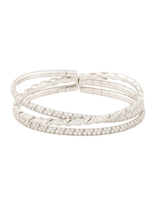 David Yurman 18K 4.57ctw Diamond Sculpted Cable Flex Three Row Bracelet